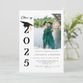 Invitation Simple Moderne Calligraphie Photo Twin Graduation (Debout devant)