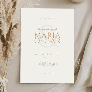 Invitation Simple moderne chic ivoire tan Mariage