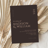 Invitation Simple Moderne Chic Mariage Brun Foncé