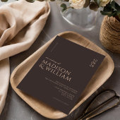Invitation Simple Moderne Chic Mariage Brun Foncé