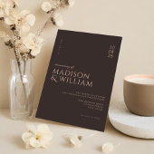 Invitation Simple Moderne Chic Mariage Brun Foncé
