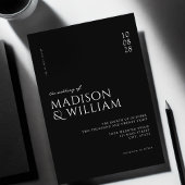 Invitation Simple moderne chic Mariage noir et blanc