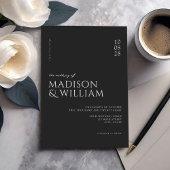 Invitation Simple moderne chic Mariage noir et blanc