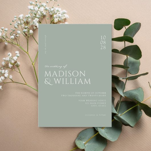 Invitation Simple moderne chic Mariage vert Sage
