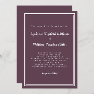 Invitation Simple Moderne Chic Plum Plum Mariage Minimaliste