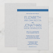Invitation Simple moderne classique Bleu et Argent A01A (Devant / Derrière)