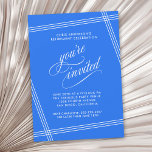 Invitation Simple moderne Cobalt Blue Retraite Party<br><div class="desc">Simple et élégant, avec une touche contemporaine, cette Retraite Invitation présente des lignes blanches en angle encadrant votre texte sur un arrière - plan tendance bleu cobalt. Le texte "Vous êtes invité" dans de beaux textes fleuris est intentionnellement mis en vedette pour que vos invités se sentent spéciaux. Modifiez les...</div>