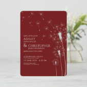 Invitation Simple moderne Crimson rouge Mariage Dandelion (Debout devant)