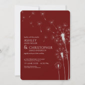 Invitation Simple moderne Crimson rouge Mariage Dandelion (Devant)