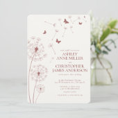 Invitation Simple moderne Crimson rouge Mariage Dandelion (Debout devant)