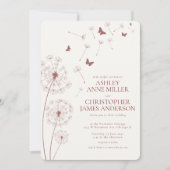 Invitation Simple moderne Crimson rouge Mariage Dandelion (Devant)