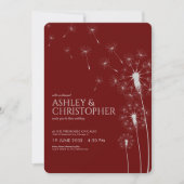 Invitation Simple moderne Crimson rouge Mariage Dandelion (Devant)