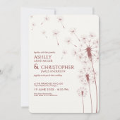 Invitation Simple moderne Crimson rouge Mariage Dandelion (Devant)