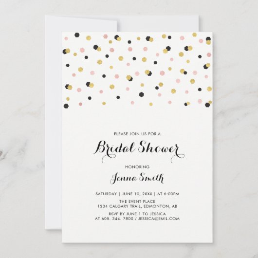 Invitation simple moderne de mariage avec confetti (Devant)