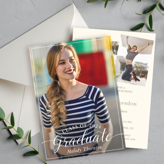 Invitation Simple moderne de typographie Graduation Party 3 P