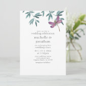 Invitation Simple moderne Dragonfly Garden Mariage de verdure (Debout devant)
