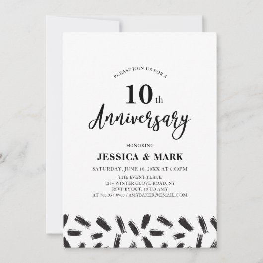 Invitation simple moderne du 10e anniversaire du M (Devant)