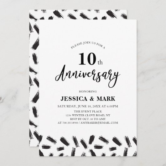 Invitation simple moderne du 10e anniversaire du M (Devant / Derrière)