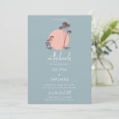 Invitation Simple moderne Dusty Blue Palm Trees Beach Wedding (Debout devant)