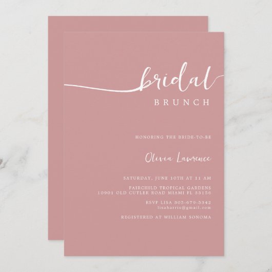 Invitation Simple moderne écriture manuscrite script Brunch n (Devant / Derrière)