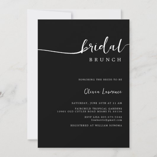 Invitation Simple moderne écriture manuscrite script Brunch n (Devant)