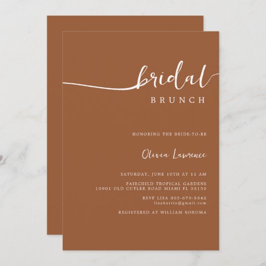 Invitation Simple moderne écriture manuscrite script Brunch n (Devant / Derrière)