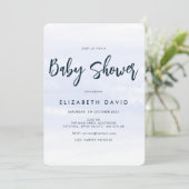 Invitation Simple moderne Elegant Baby shower bleu marine (Debout devant)