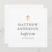 Invitation Simple moderne Elegant Cross Baby Baptism (Devant / Derrière)