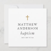 Invitation Simple moderne Elegant Cross Baby Baptism (Devant)