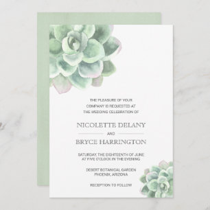 Invitation Simple moderne élégant Mariage Succulent