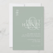Invitation Simple moderne élégant Mariage vert Sage (Devant)