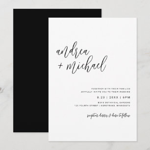 Invitation Simple Moderne Élégant Minimaliste Écriture Mariag