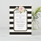 Invitation Simple moderne Elegant noir blanc bande avec or (Debout devant)