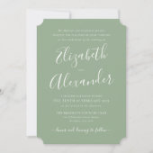 Invitation Simple moderne élégant Script Sage Mariage vert (Devant)