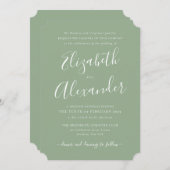 Invitation Simple moderne élégant Script Sage Mariage vert (Devant / Derrière)
