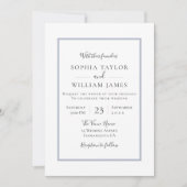 Invitation Simple Moderne Élégante Bordure Bleue Mariage Scri (Devant)
