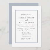 Invitation Simple Moderne Élégante Bordure Bleue Mariage Scri (Devant / Derrière)