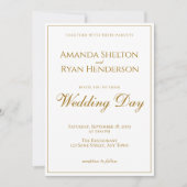 Invitation Simple Moderne Élégante Écriture Dorée Mariage (Devant)