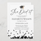 Invitation Simple Moderne Elle L'A Fait Diplôme (Devant / Derrière)