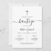 Invitation Simple moderne Espagnol Invitación De Bautizo Blan (Devant)