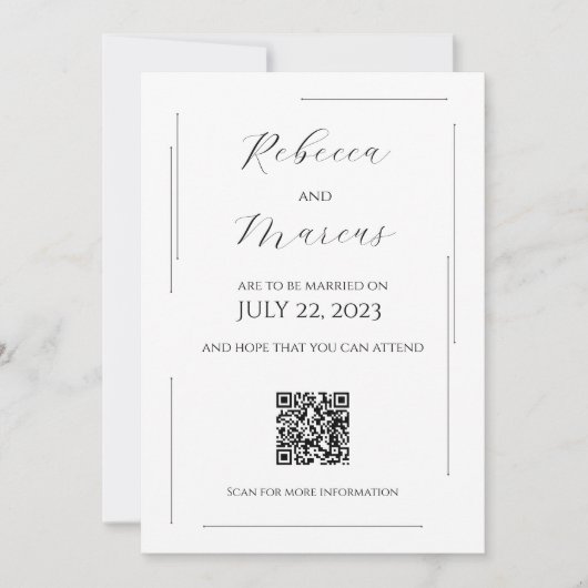 Invitation Simple, moderne et élégant avec code QR | MARIAGE (Devant)