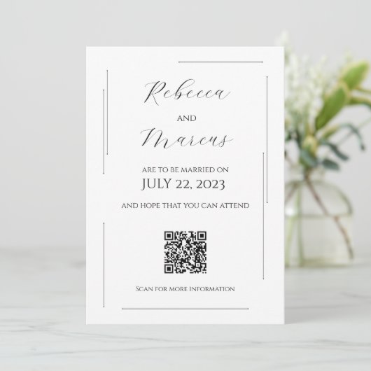 Invitation Simple, moderne et élégant avec code QR | MARIAGE (Debout devant)