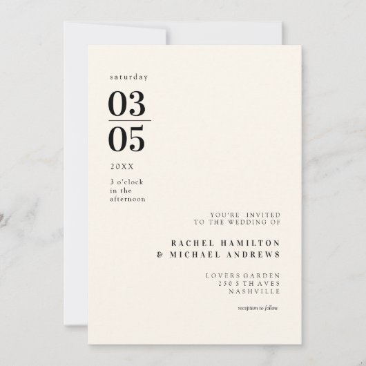 Invitation simple, moderne et grande typographie (Devant)