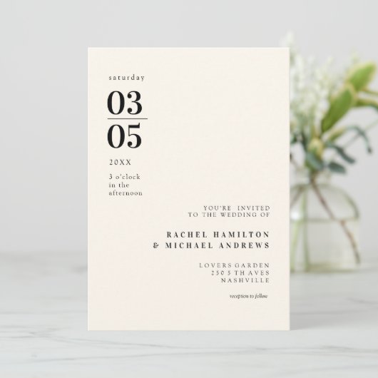 Invitation simple, moderne et grande typographie (Debout devant)