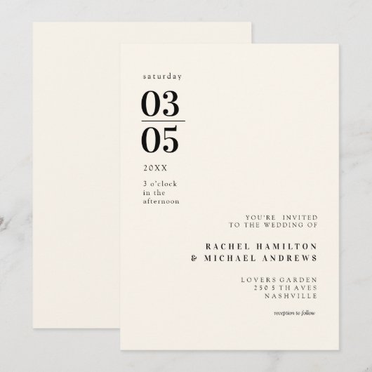 Invitation simple, moderne et grande typographie (Devant / Derrière)