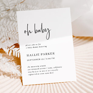 Invitation Simple, moderne et minimaliste   Oh Baby shower