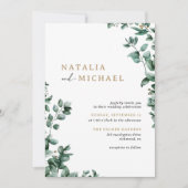Invitation Simple moderne Eucalyptus verdure | MARIAGE DÉCONT (Devant)