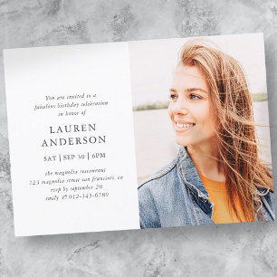 Invitation Simple moderne Fab Chic Photo Anniversaire Fête