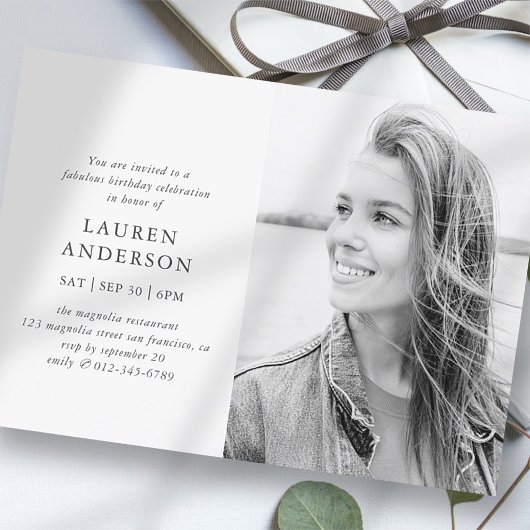 Invitation Simple moderne Fab Chic Photo Anniversaire Fête