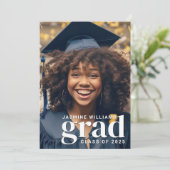 Invitation Simple moderne fête de graduation de 2 photos (Debout devant)